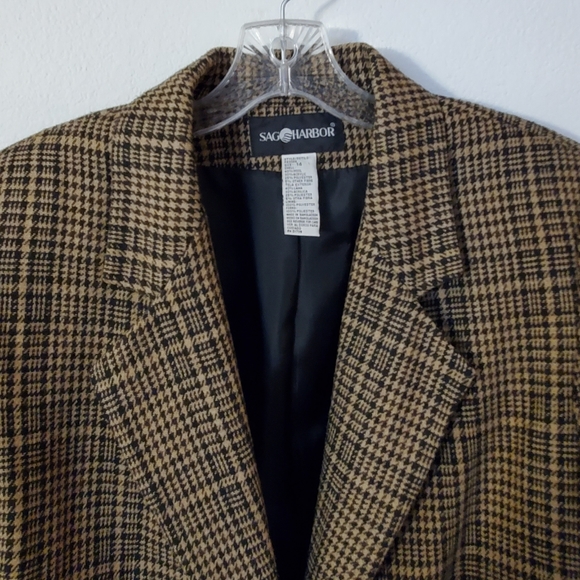 L size 14 Plaid Black Taupe Jacket Blazer - Picture 4 of 6